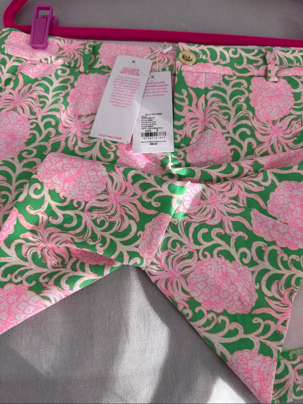 Lilly Pulitzer Callahan Knit Shorts, Fauna Green Party Like A Pineapple, 8. - Picture 11 of 12